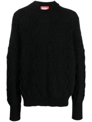 cable-knit crew neck jumper