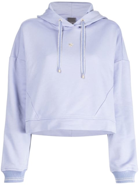 embroidered-motif white hoodie