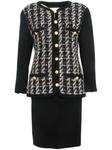 1990s tweed collarless skirt suit