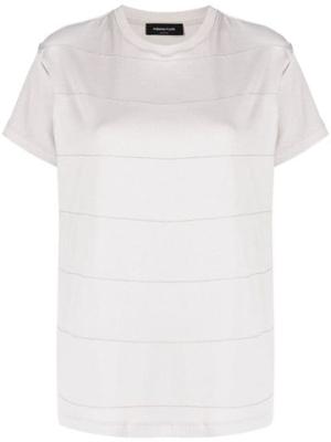 stripe-pattern short-sleeved T-shirt