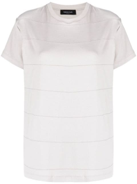 stripe-pattern short-sleeved T-shirt