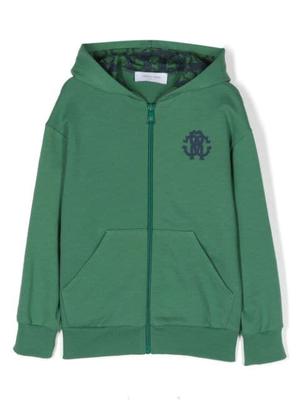 embroidered-logo zip-up hoodie