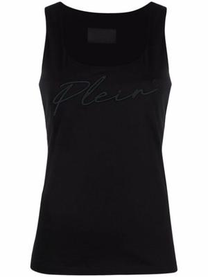 logo-embroidered tank top