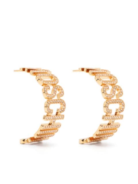 rhinestone-embellished half-hoop earrings