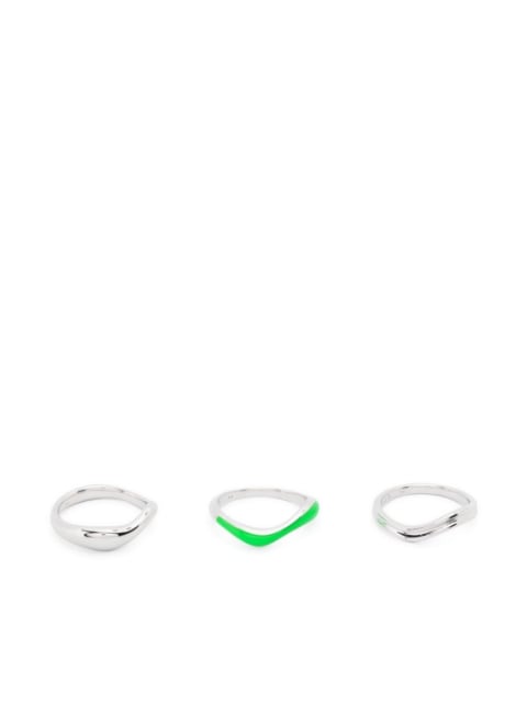 Aura Neon silver ring stack