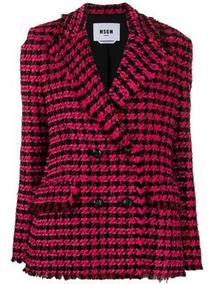 houndstooth-print double-breasted blazer