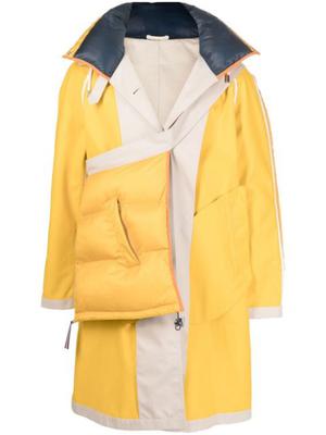 panelled hooded raincoat