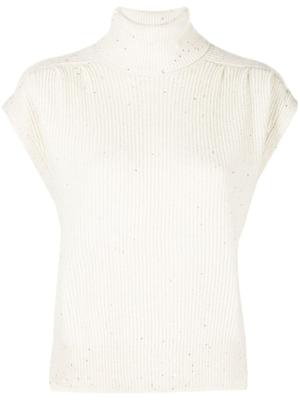 ribbed-knit sequinned T-shirt