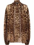 leopard-print silk pussy-bow blouse
