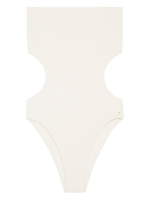 Zahra cut out-detail strapless swimsuit