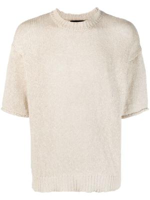 crew neck short-sleeved knitted top