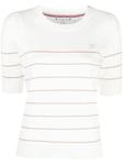 stripe-print knitted top