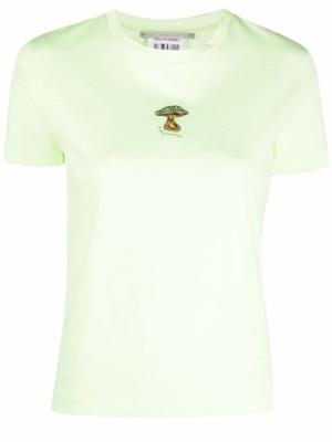 mushroom embroidery round-neck T-shirt
