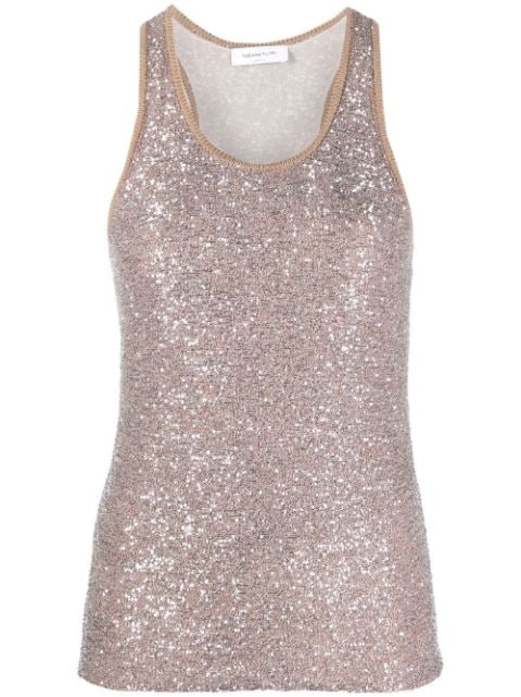 sequin-embellished knitted tank top