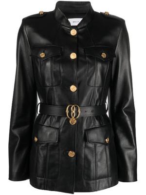belted-waist leather jacket