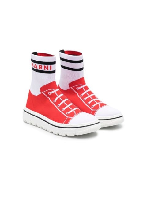 sock-style high-top sneakers