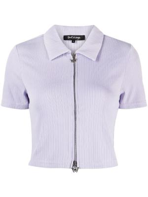 short-sleeve zip-up blouse
