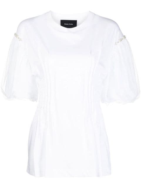 sculpted tulle-sleeve T-shirt