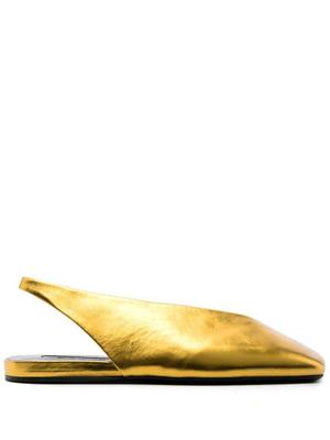 square-toe metallic ballerina shoes
