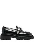 buckle-embellished leather loafers