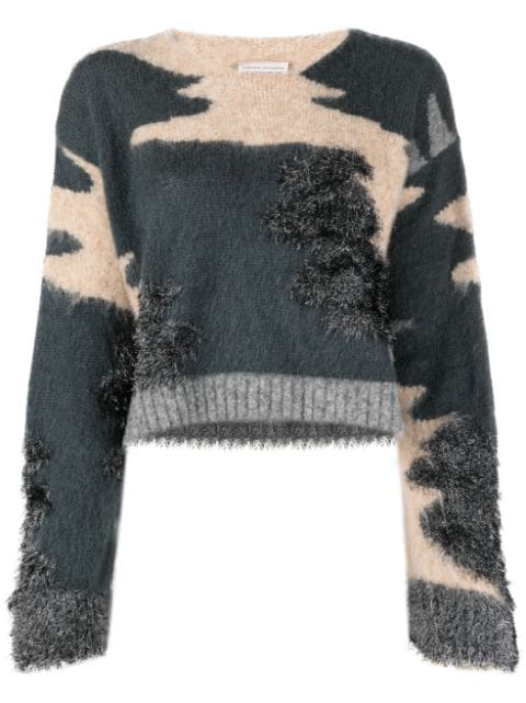 camouflage-print knitted jumper