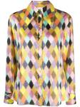 oversized-collar colour-block shirt