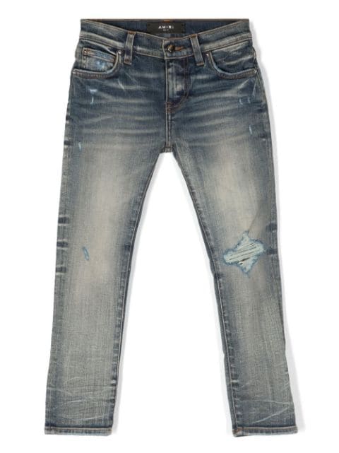 distressed washed jeans