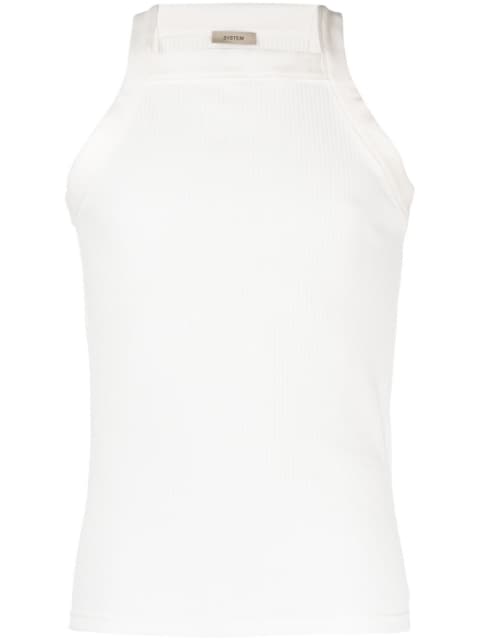 ribbed-knit sleeveless tank top