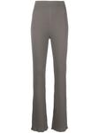 ribbed-knit flared trousers