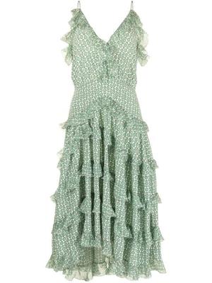 paisley print ruffled tiered dress