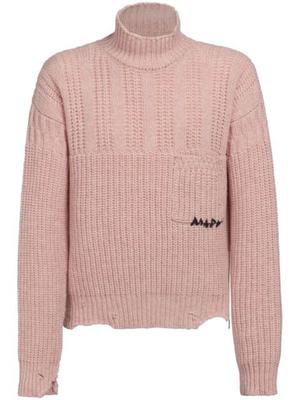 distressed-finish cable-knit jumper