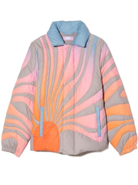 sunset pattern puffer jacket