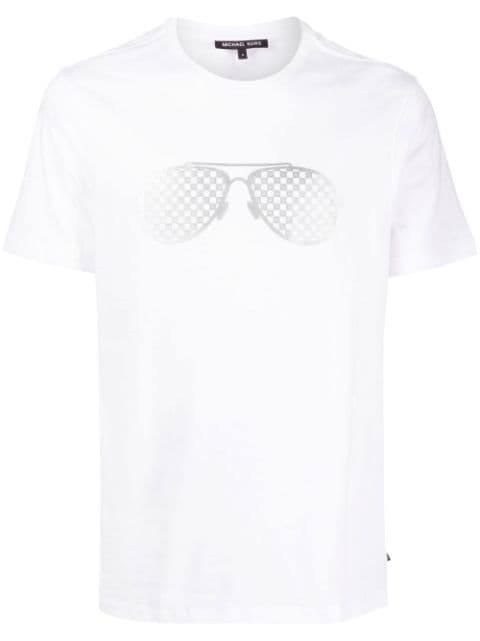 Sunglasses-print round-neck T-shirt