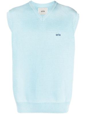 logo-embroidered sleeveless jumper
