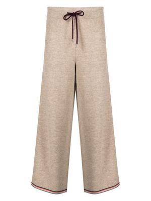 drawstring wide-leg merino trousers