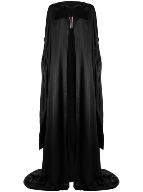 hooded silk-satin gown