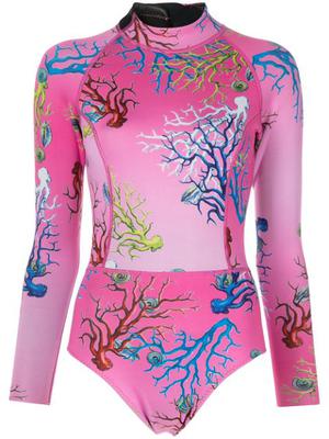 coral-print wetsuit