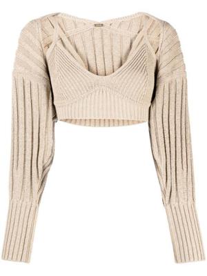 ribbed-knit cropped top