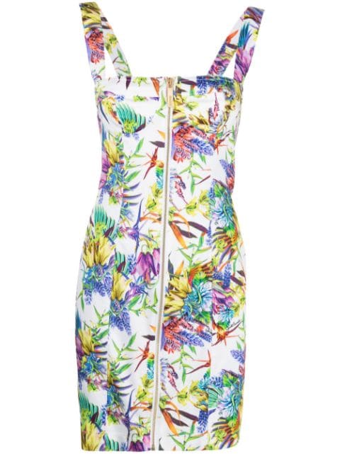 floral-print zip-up mini dress