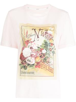 graphic-print linen-blend T-shirt