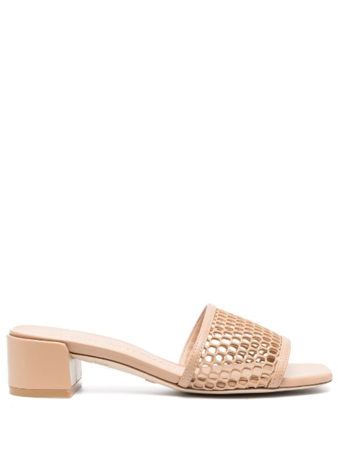 mesh panelled calf leather mules