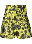 floral-print belted shorts