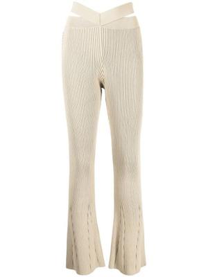 rib-knit flared trousers