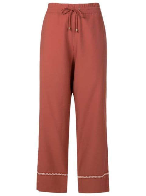 contrasting-trim straight trousers