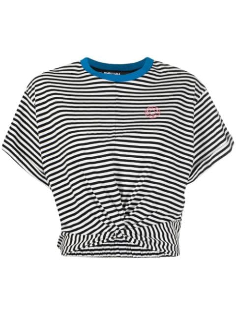 striped knot-detail T-shirt