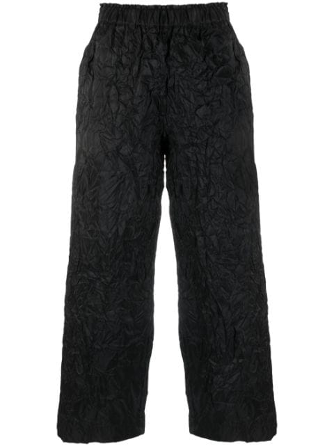 crincked-finish cropped trousers