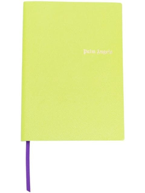 logo-print leather notebook