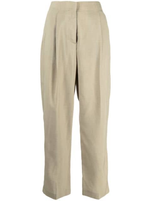 pleat-detail straight-leg trousers