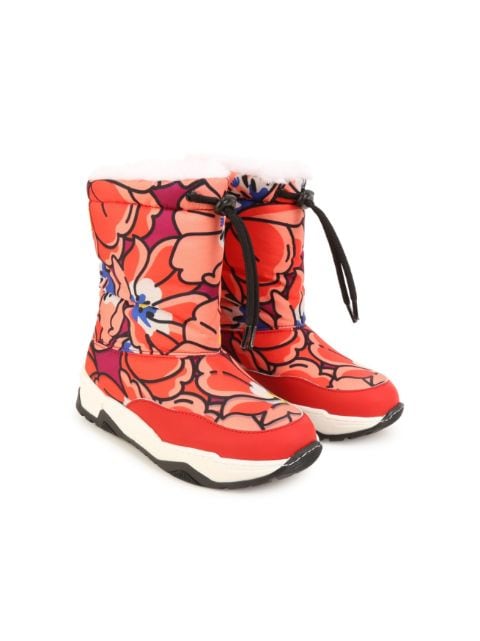 floral-print snow boots