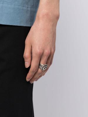 Interlocking G silver signet ring